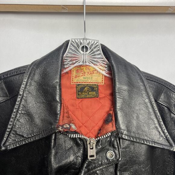 Guide Master Leather Jacket Wolf Outerwear Horse hide Biker Vintage 50s MENS - Picture 2 of 16
